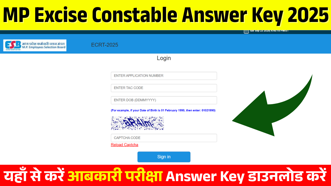 MP Excise Constable Answer Key 2025