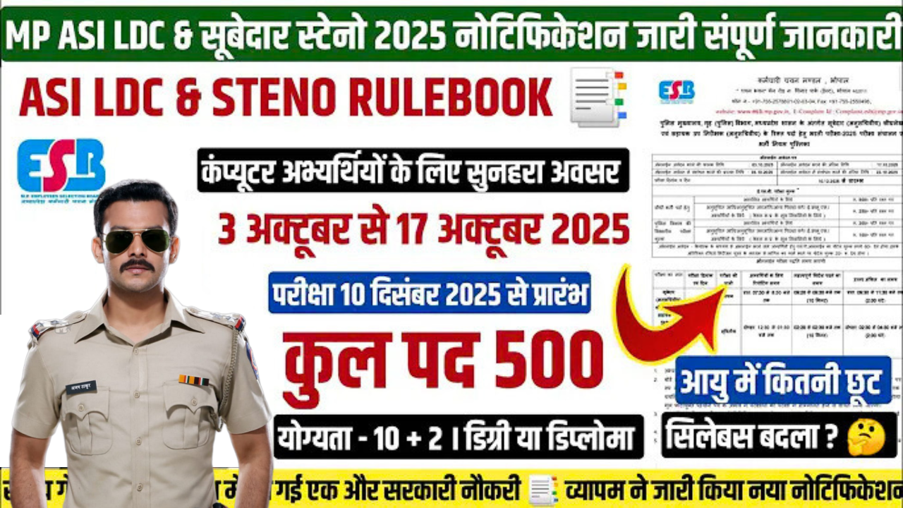 MP Police ASI And Subedar Bharti 2025